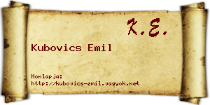 Kubovics Emil névjegykártya